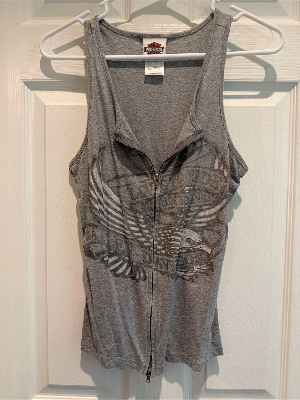 Harley-Davidson Gray Zip-Front Eagle Tank